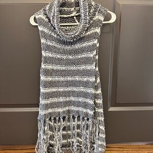 Gray and White Striped Women's Sweater